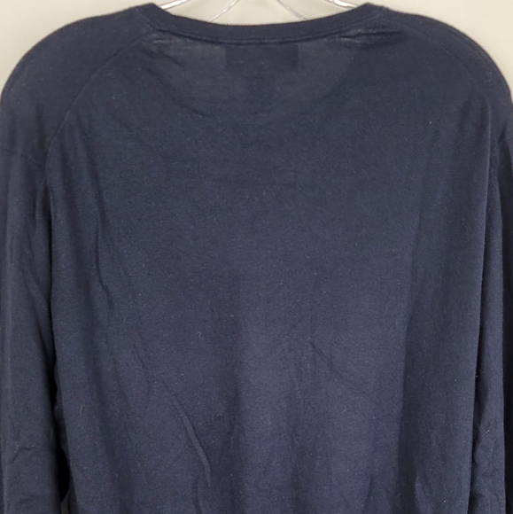 Bloomingdale's Navy Blue Crew Neck Cotton Cashmere Fine Knit Sweater Size Large - Picture 7 of 9